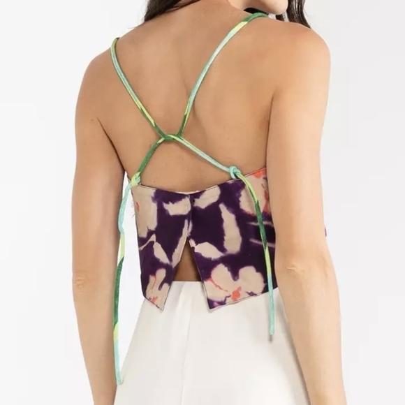 NWOT Zara Floral Linen Crop Top Size S - Picture 4 of 9